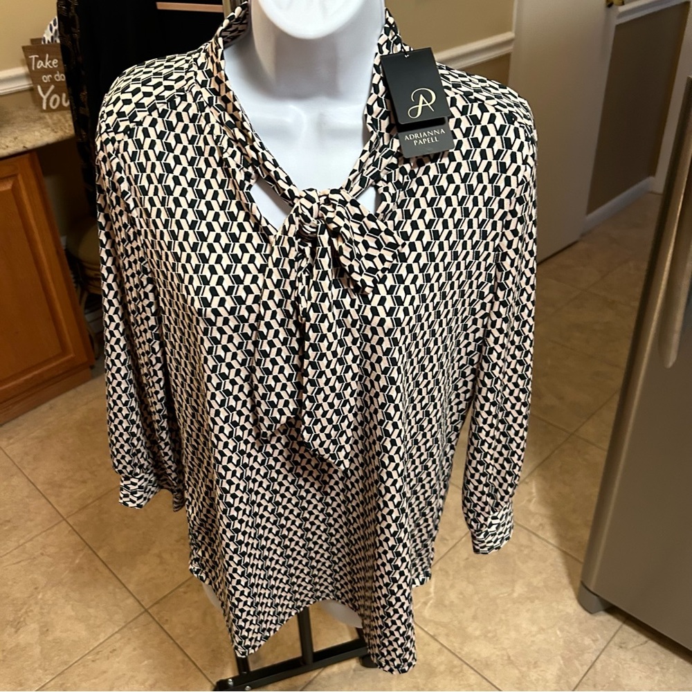 Blouse with tie scarf around neck